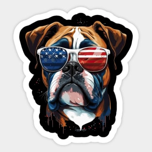 Boxer 4th of July Sticker